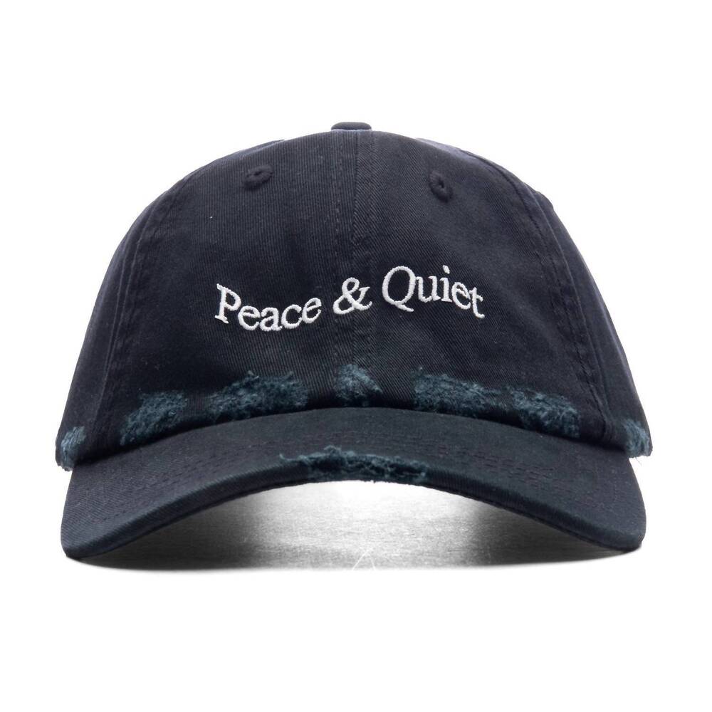NEW MUSEUM OF PEACE & QUIET men's wordmark distressed dad hat in black